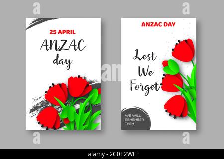 Anzac Day memorail day posters. Stock Vector