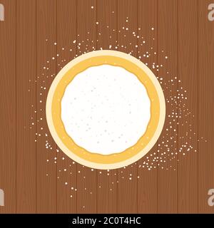 Pizza dough on a wooden surface flat vector isolated Stock Vector