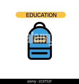 School bag child education icon vector symbol Stock Vector