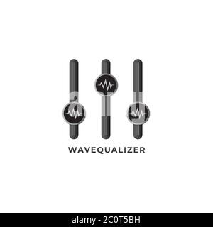 Wavequalizer logo design template isolated on white background. Audio wave signal icon and equalizer logo concept. Describe the signal or energy contr Stock Vector
