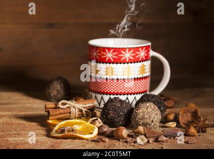 Homemade cookies with Christmas cup Stock Photo