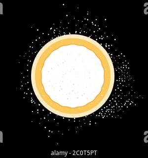 Rolled pizza dough flat vector isolated on black Stock Vector
