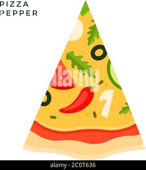 Pepper Pizza flat icon vector isolated Stock Vector