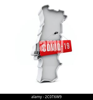 Three-dimensional map of Portugal on white background. 3d Stock Photo -  Alamy