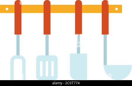 Kitchen accessories set flat icon vector isolated Stock Vector