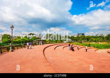 NEW DELHI, INDIA - SEPTEMBER 26, 2019: Central Park at the Rajiv Chowk street in Connaught Place district in New Delhi, India Stock Photo