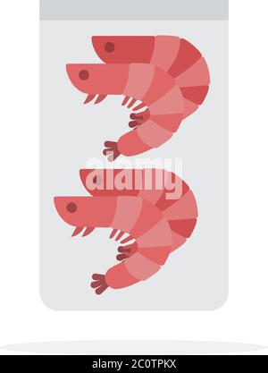 Frozen shrimp in a vacuum packed flat isolated Stock Vector