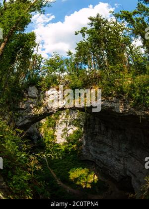 Natural rock bridge in Rakov Skocjan karst valley, Slovenia Stock Photo