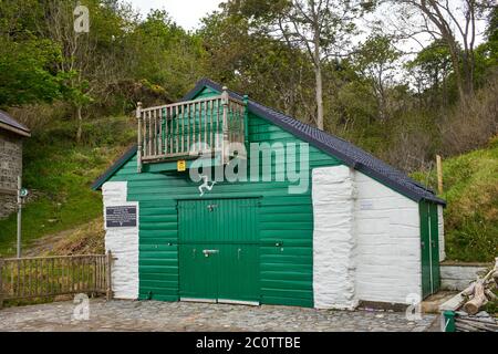 Boathouse at Garwick Bay, Baldrine, Isle of Man Stock Photo
