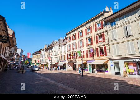 MORGES, SWITZERLAND - JULY 19, 2019: Morges is a town on the shores of Lake Geneva in the canton of Vaud in Switzerland Stock Photo