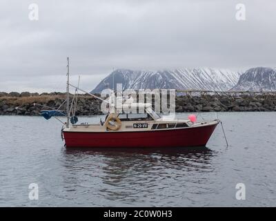 A small fishing boat in Norway. Stock Photo
