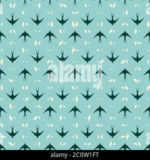 Swallow seamless pattern. Birds texture. Stock Vector