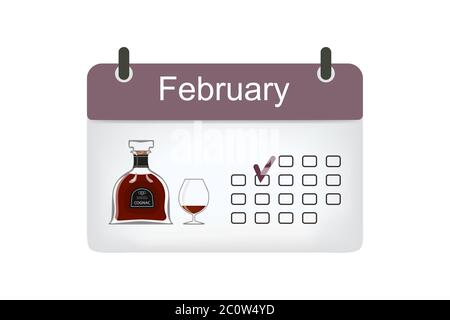 Calendar icon February with pattern isolated on white background ...