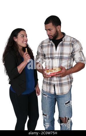 Stealing french fries Stock Photo