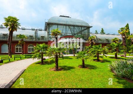 FRANKFURT AM MAIN, GERMANY - JUNE 24, 2018: The Palmengarten botanical garden in Frankfurt am Main, Germany Stock Photo