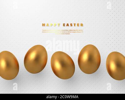 3d metallic golden eggs. Stock Vector