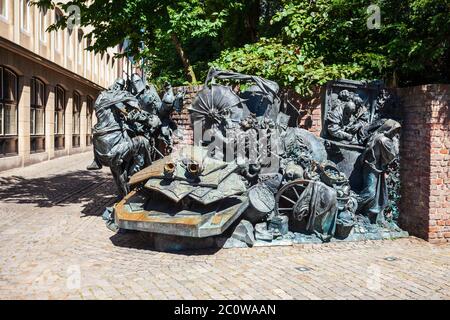 DUSSELDORF, GERMANY - JULY 01, 2018: Stadterhebungsmonument city survey monument is a monument commemorating the awarding of city rights of Dusseldorf Stock Photo
