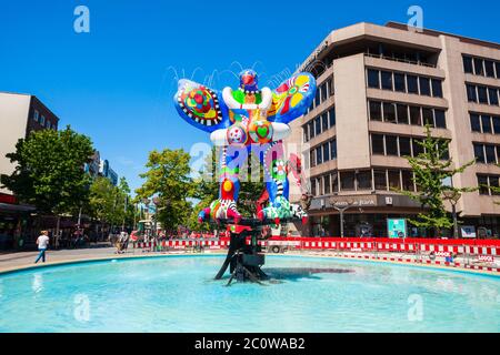 DUISBURG, GERMANY - JULY 03, 2018: Lifesaver or Life Saver sculpure in the old town of Duisburg city in Germany Stock Photo