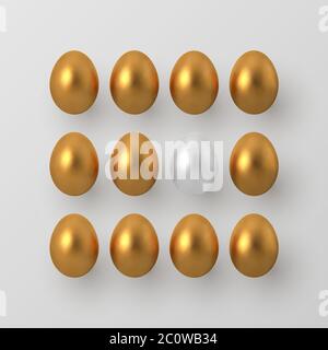 3d metallic golden and white eggs. Stock Vector