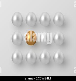 3d metallic golden and white eggs. Stock Vector