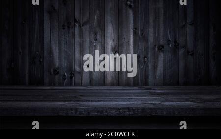 Dark wooden table for product display montage Stock Photo