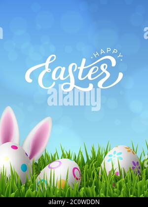 Vector Happy Easter greeting poster. Stock Vector