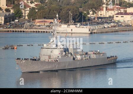 DDG-104 USS Sterett Arleigh Burke Class Destroyer of the United States Navy at San Diego Naval Base October 2019 Stock Photo