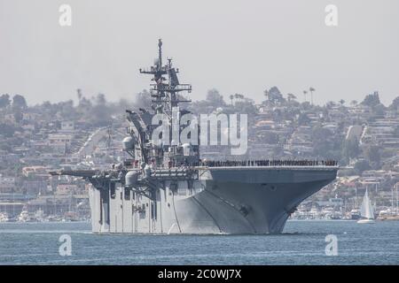 LHD-6 USS Bonhomme Richard WASP Class Amphibious Assault Ship at San Diego Naval Base October 2019 Stock Photo