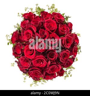 Bouquet roses isolated on white top view Stock Photo