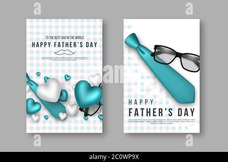Fathers day greeting cards. Stock Vector