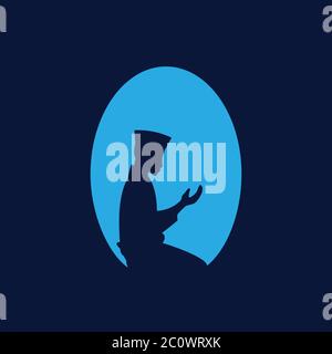 Muslim Men praying in blue background vector Stock Vector