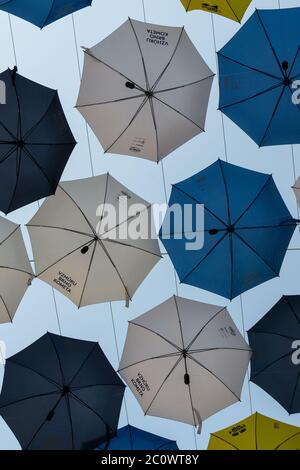 Umbrella ceiling in the city. Stock Photo