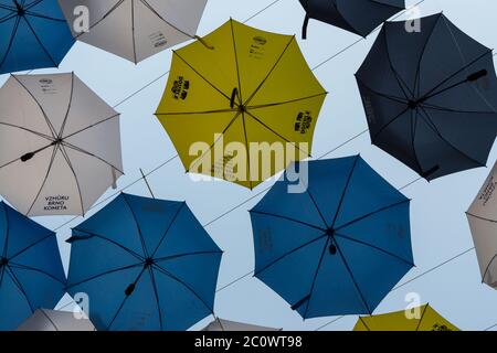 Umbrella ceiling in the city. Stock Photo