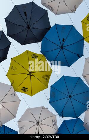 Umbrella ceiling in the city. Stock Photo