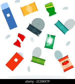 Metal waste for trash sorting vector flat isolated Stock Vector