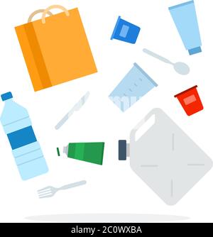 Heap of plastic waste vector flat isolated Stock Vector
