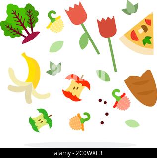 Food waste for trash sorting vector flat isolated Stock Vector