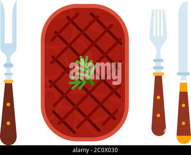 Steak with dill and cutlery vector flat isolated Stock Vector