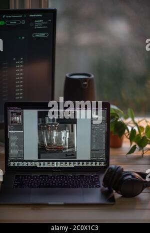 Working from home, moody picture, photo editing Stock Photo
