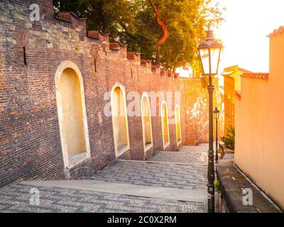 Castle stairs leading from Prague Castle, Hracany, Prague, Czech Republic Stock Photo
