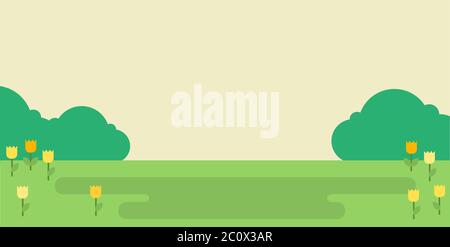 Evening Meadow with flowers vector icon flat isolated Stock Vector