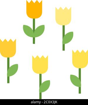 Five blooming tulips vector icon flat isolated Stock Vector