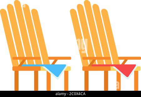 Wooden picnic chairs vector icon flat isolated Stock Vector