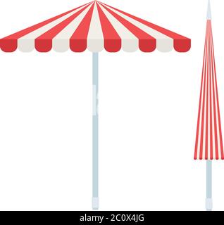 Striped beach umbrellas vector icon flat isolated Stock Vector