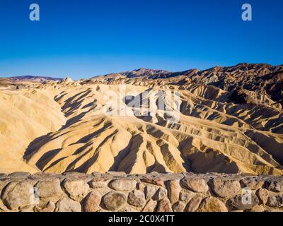 Landscape from the top of Zabriskie Point in Death Valley National Park in California. It is one of the hottest places in the world. Stock Photo