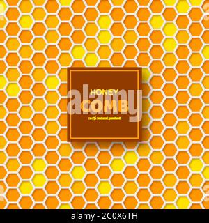 Honeycombs background in 3d paper cut style Stock Vector