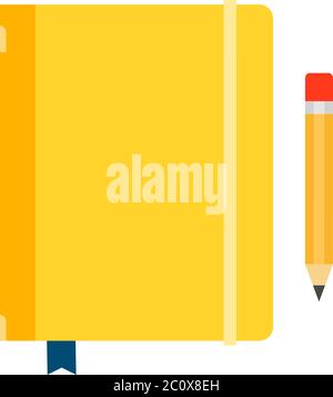 Yellow diary on rubber band vector icon flat isolated Stock Vector