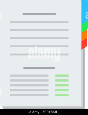 Paper sheet with page dividers vector icon flat isolated Stock Vector