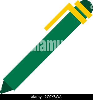Green ballpoint pen vector icon flat isolated Stock Vector