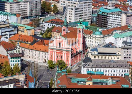 Aerial view of Ljubljana in Slovenia Stock Photo